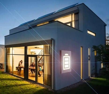 House with light stored with solar batteries.